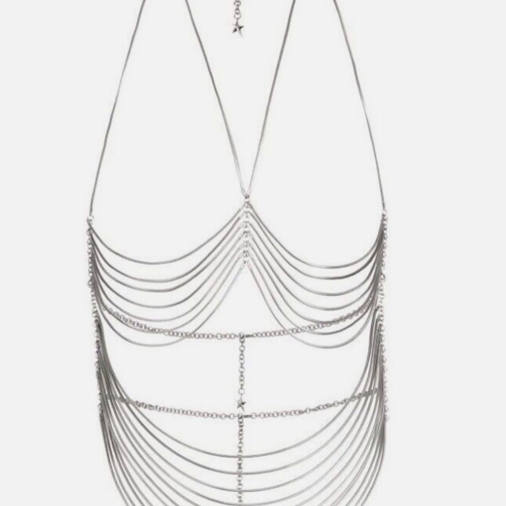 Mugler H&M - Silver Brass BODY CHAIN L/XL - LARGE/X LARGE